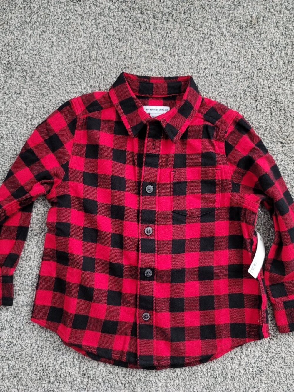 Amazon Red & Black Buffalo Plaid Long sleeve Button down Shirt 2T- NEW